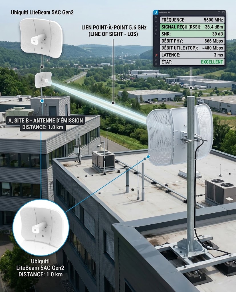 Ubiquiti Litebeam 5AC Gen2 - Lien 100 Mbps